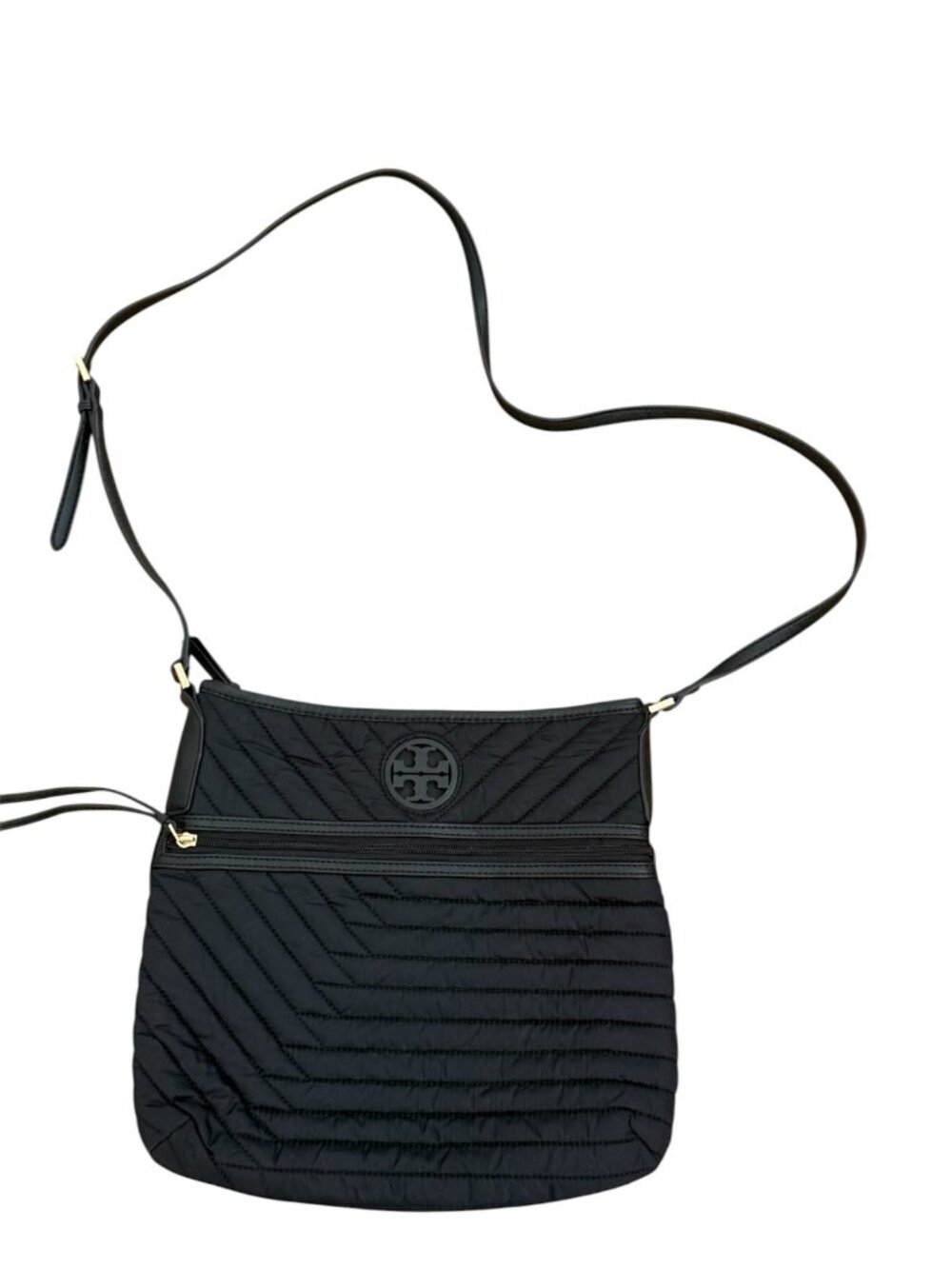 Tory Burch Black Nylon Quilted Black Crossbody Handbag Purse Bag Puff Messenger